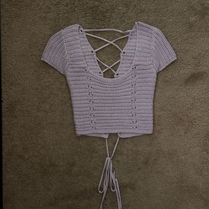 Sweater open back short sleeve top